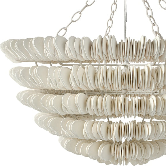 White layered chandelier on a white background