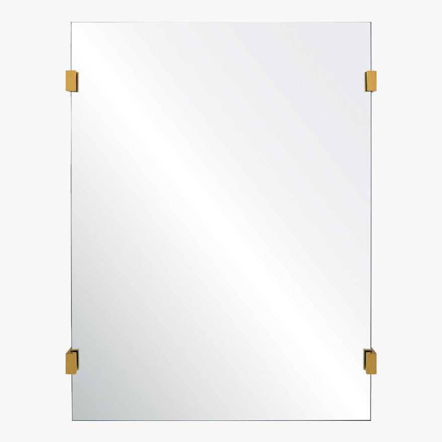Rectangle Framed Mirror with Burnished Brass