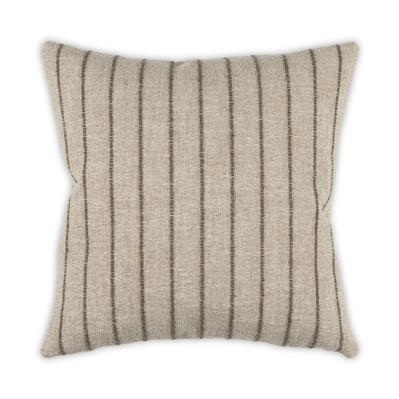 Striped pillow with beige and brown lines on a white background