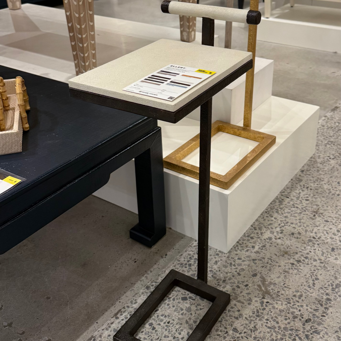 ellery accent table bronze and blanc