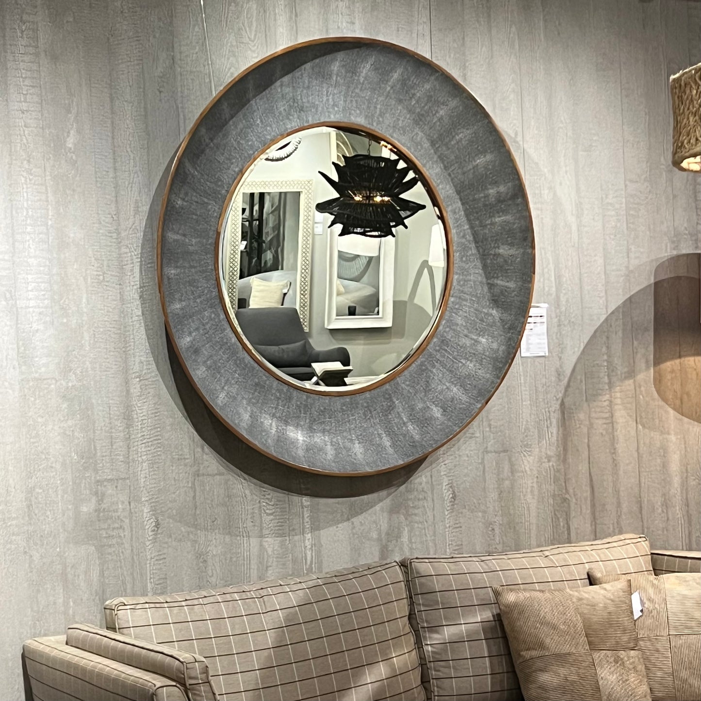 Made Goods Armond Mirror Cool Gray and Brass Metal