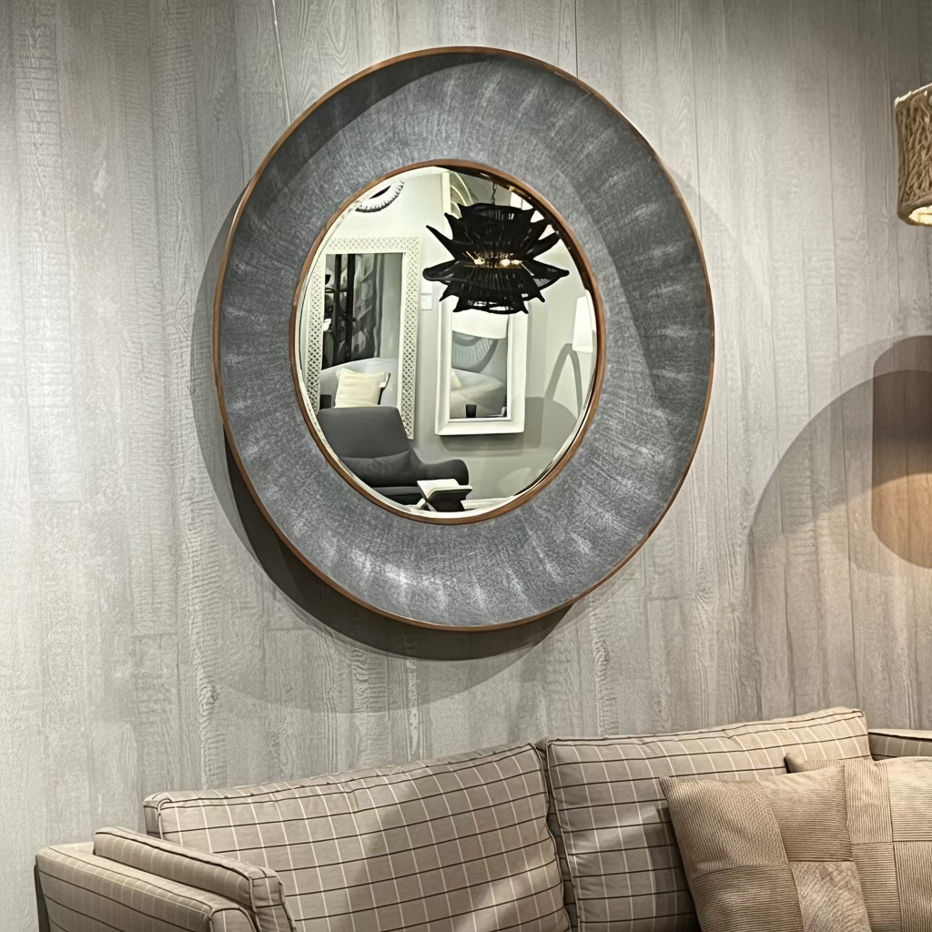 Made Goods Armond Mirror Cool Gray and Brass Metal
