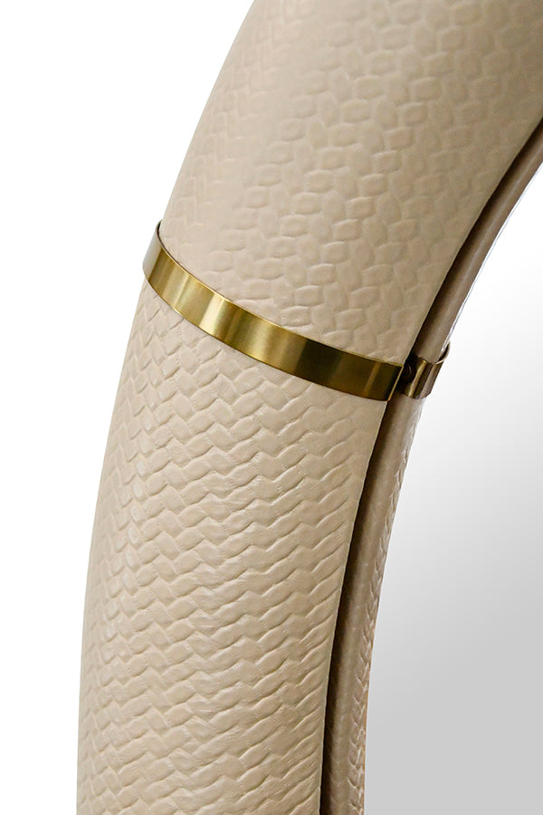 Bowie Mirror Ivory Faux Leather