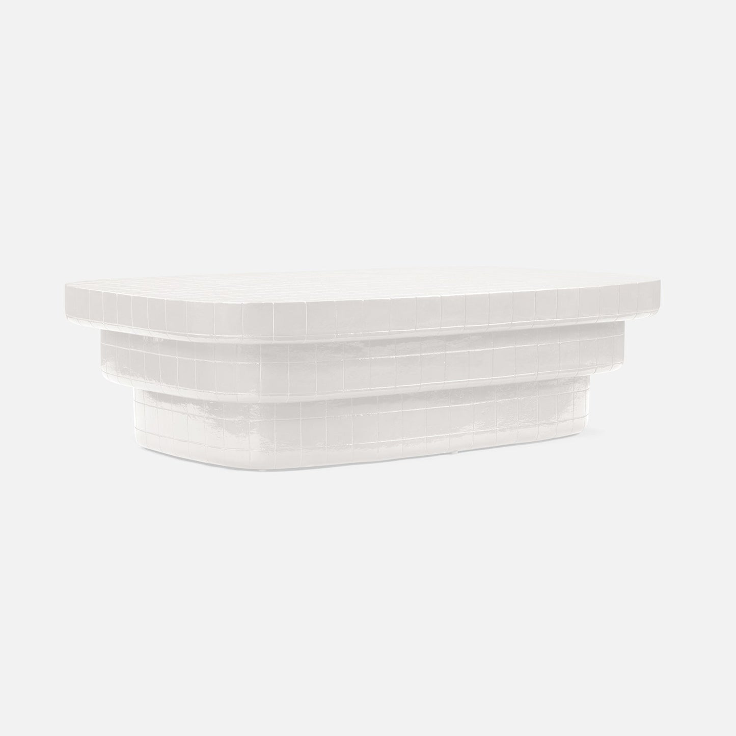 white concrete outdoor coffee table