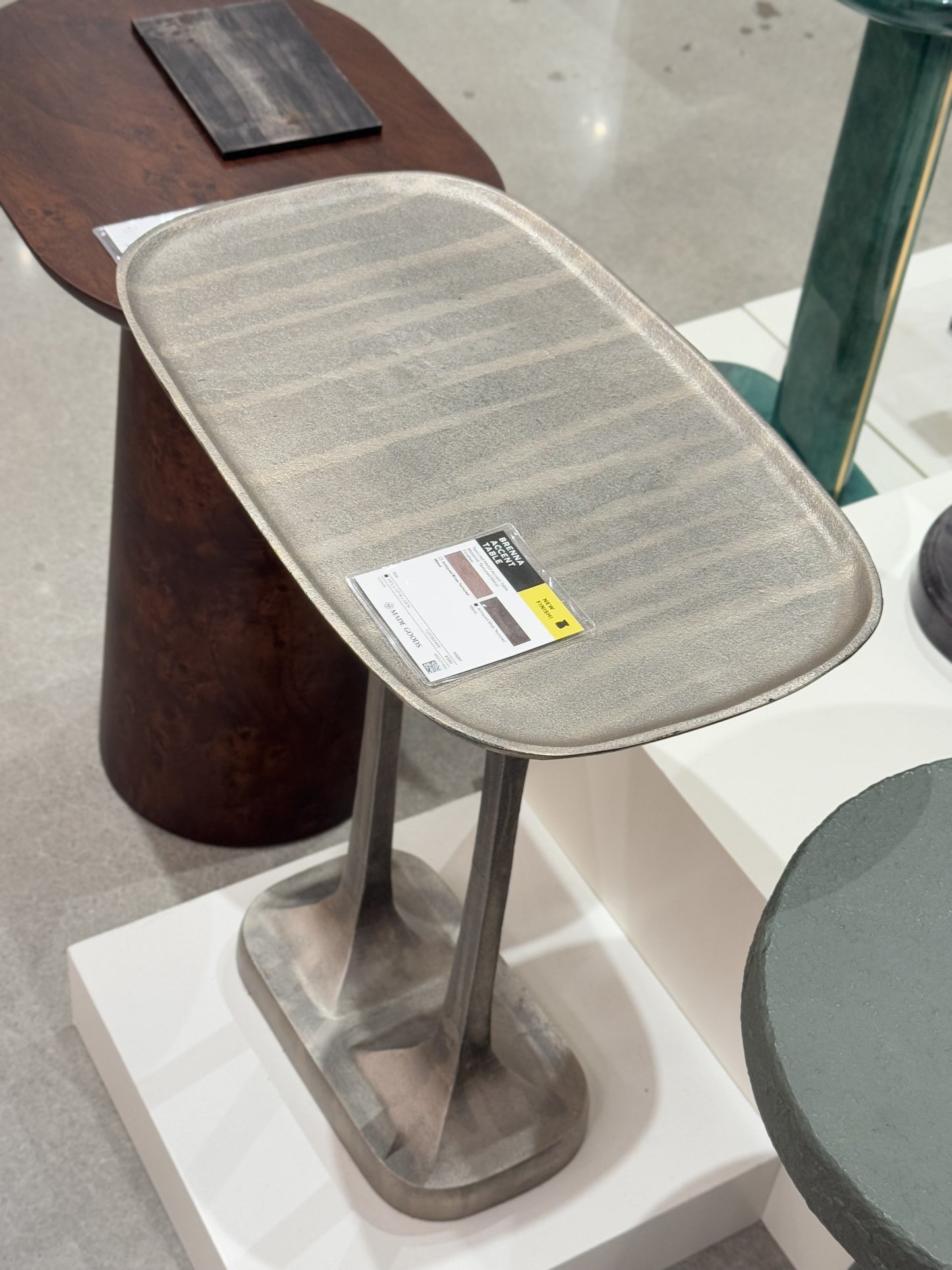 Brenna Accent Table Antiqued Silver Textured Metal