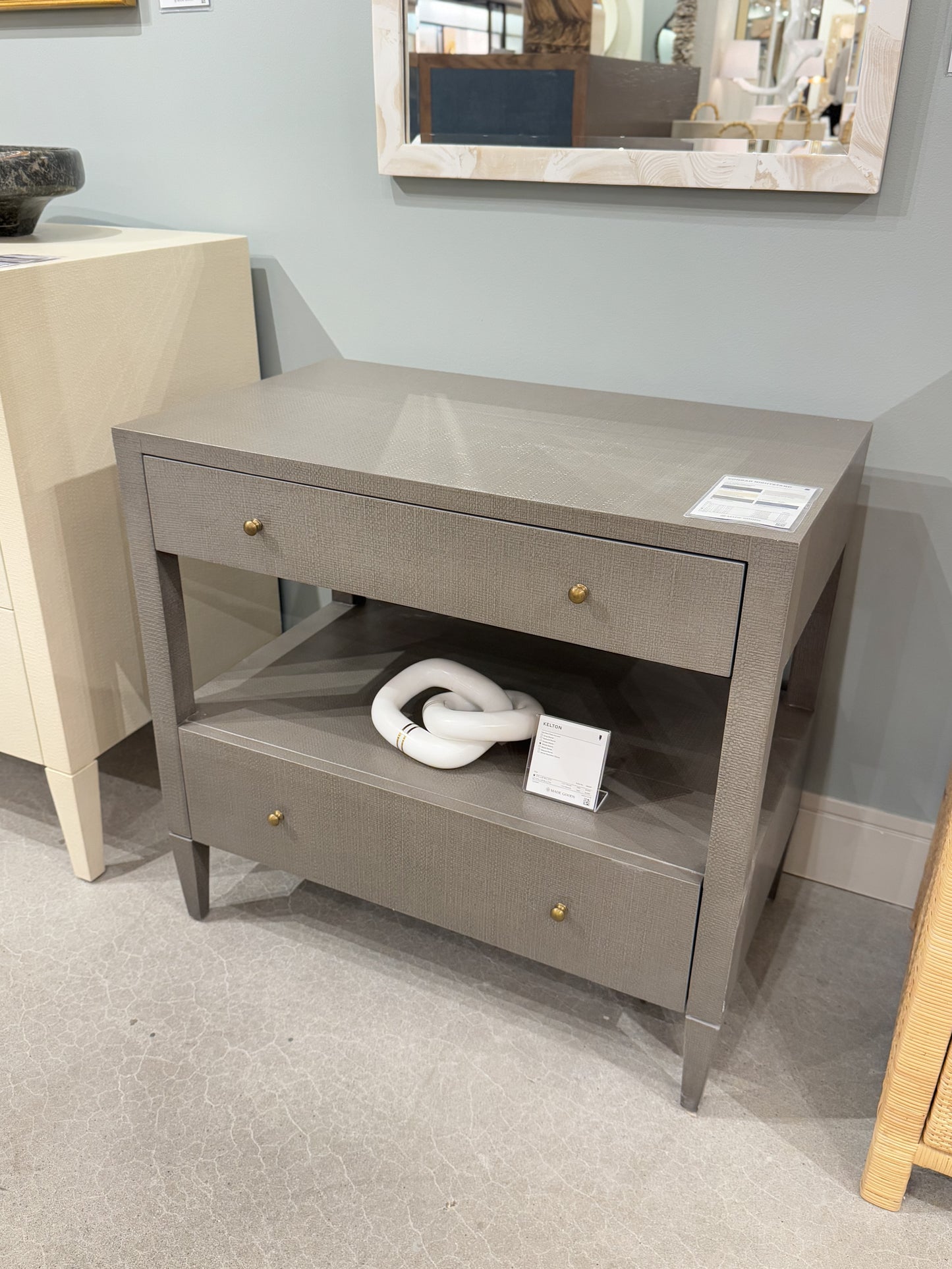 Conrad Double Nightstand Seal Faux Raffia - multiple options