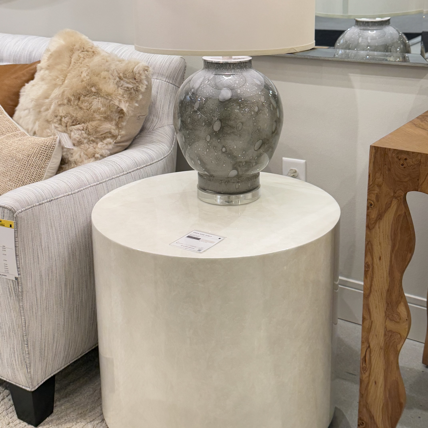 Knox Side Table White Burl Resin