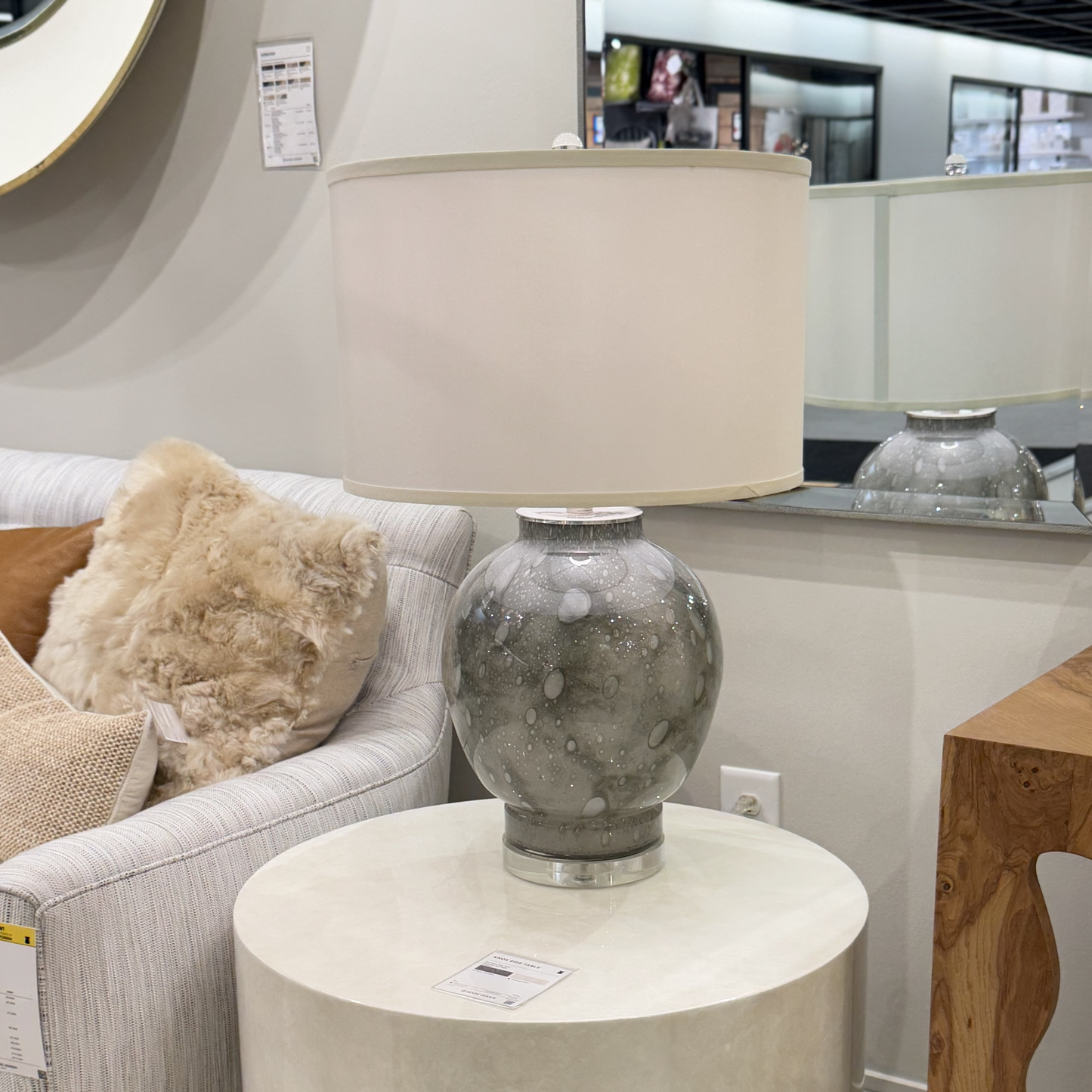 Gusta Table Lamp Gray Hand Blown Glass