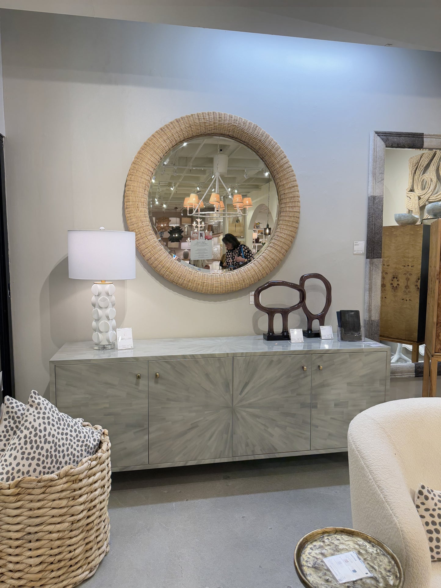 Torion 4 Door Buffet Light Gray Faux Horn