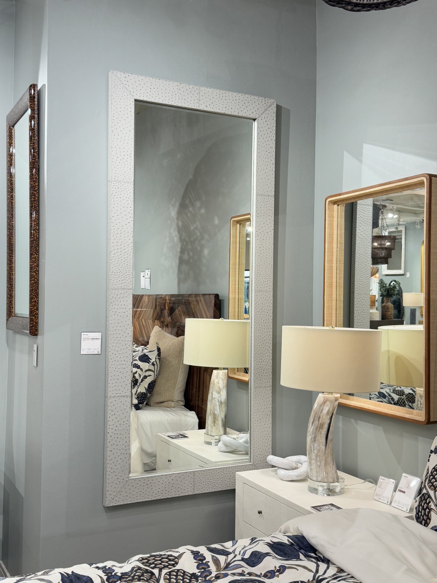 Zsa Zsa Mirror Grey Ostrich Full Grain Leather