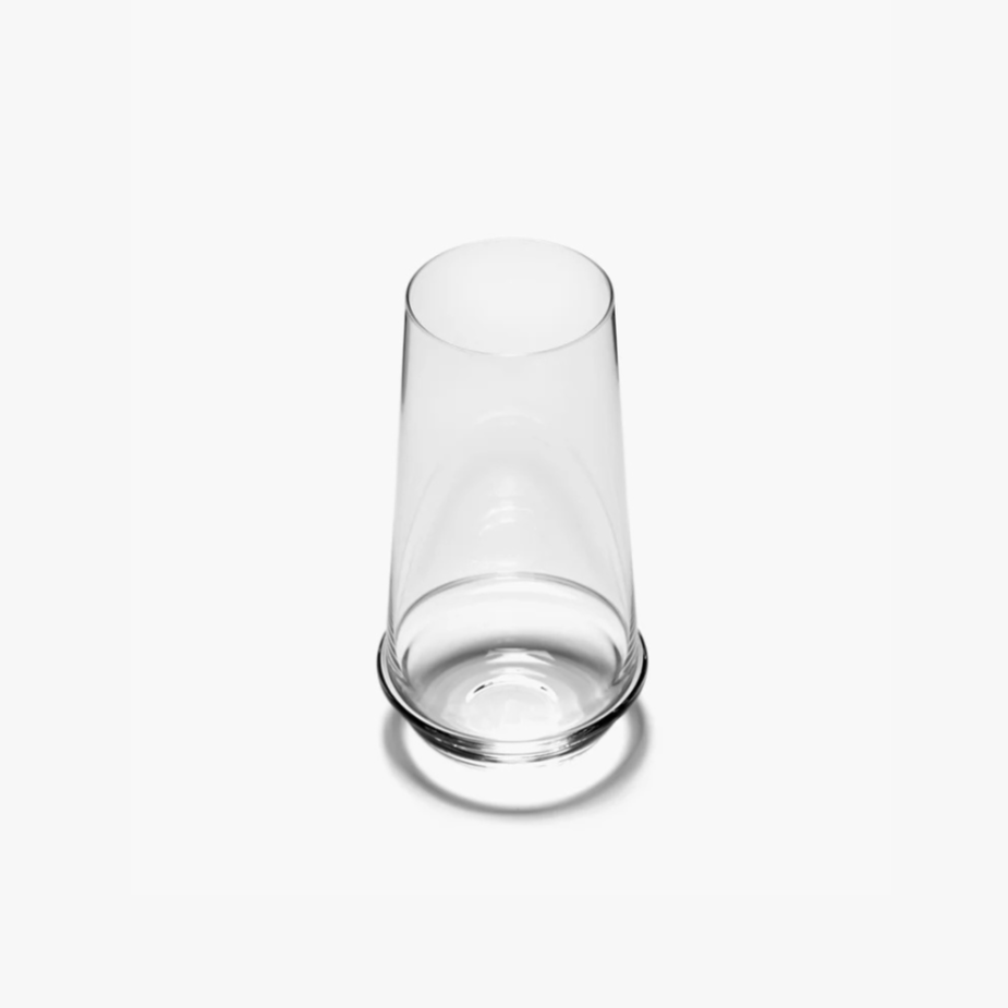 Clear glass tumbler on a white background