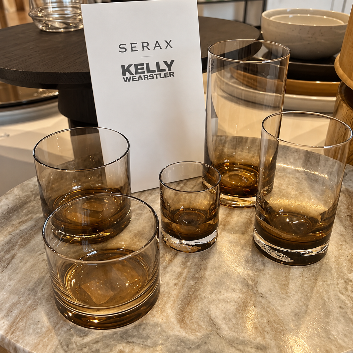 Zuma Amber Glass Tumbler Collection On Display at Market