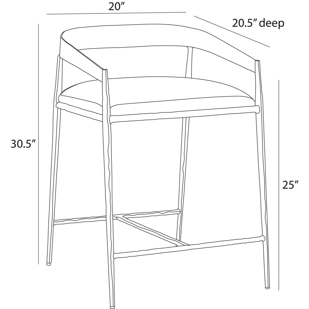 arteriors ansel counter stool diagram