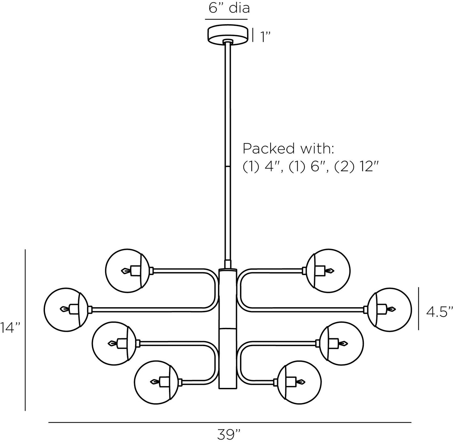 arteriors baltimore chandelier diagram