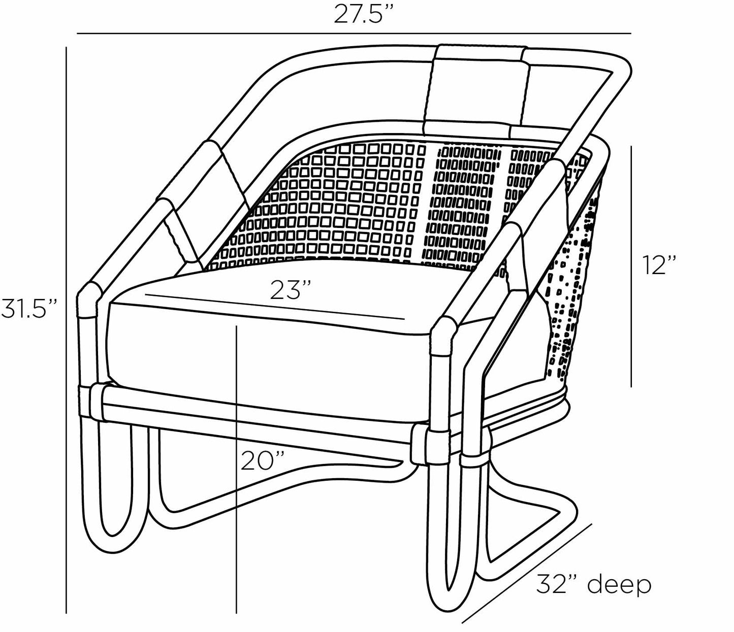 arteriors begala lounge chair diagram