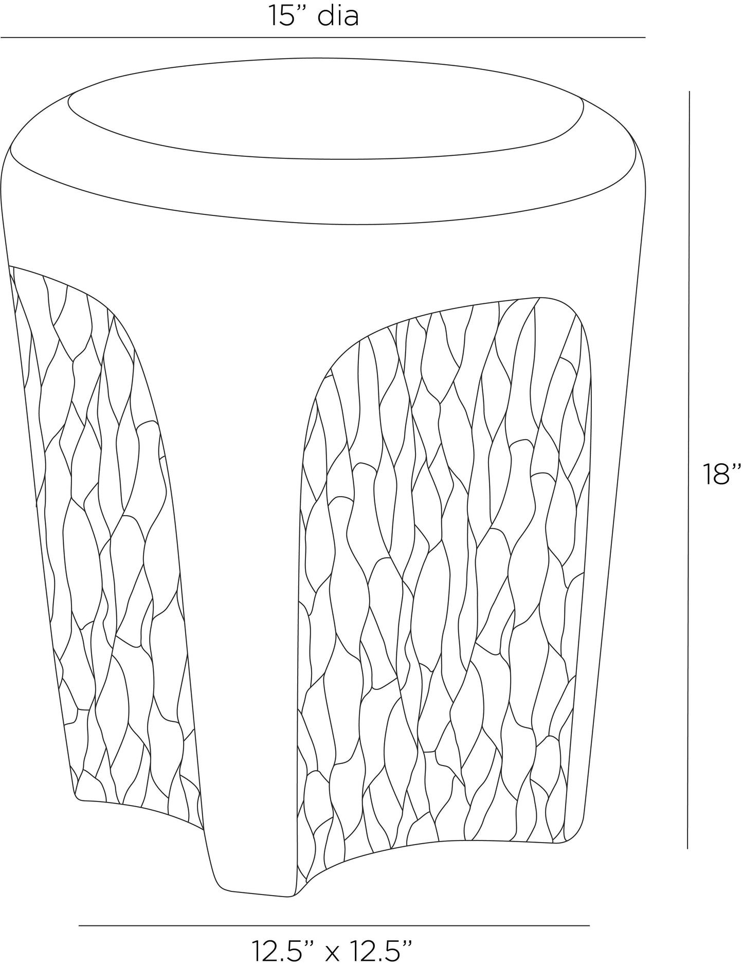 arteriors caper outdoor accent table diagram