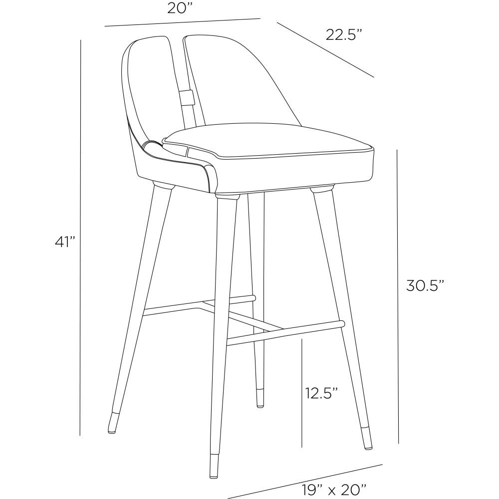 arteriors crowley bar stool diagram