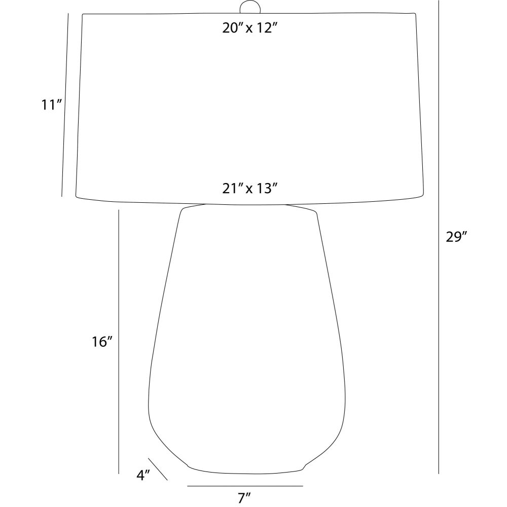 Measurement chart of a lamp with dimensions labeled
