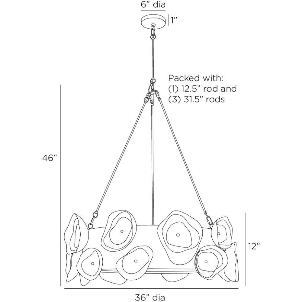 arteriors gaia chandelier diagram