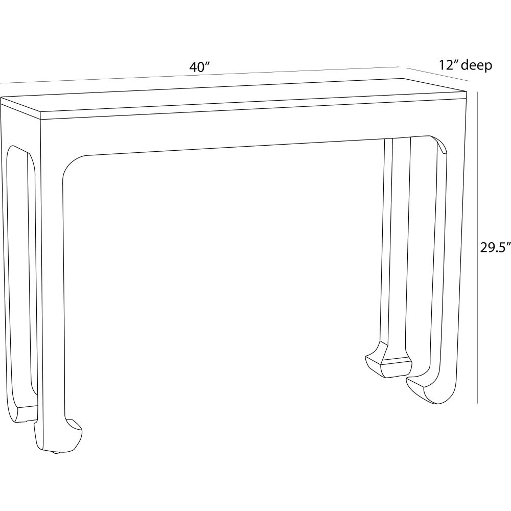 Line drawing of a table with dimensions labeled