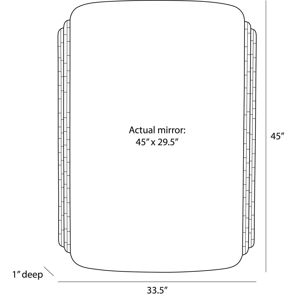 Diagram of a rectangular mirror with dimensions labeled
