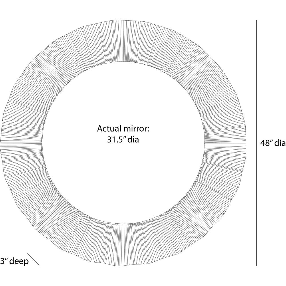 Diagram of a circular mirror with dimensions labeled