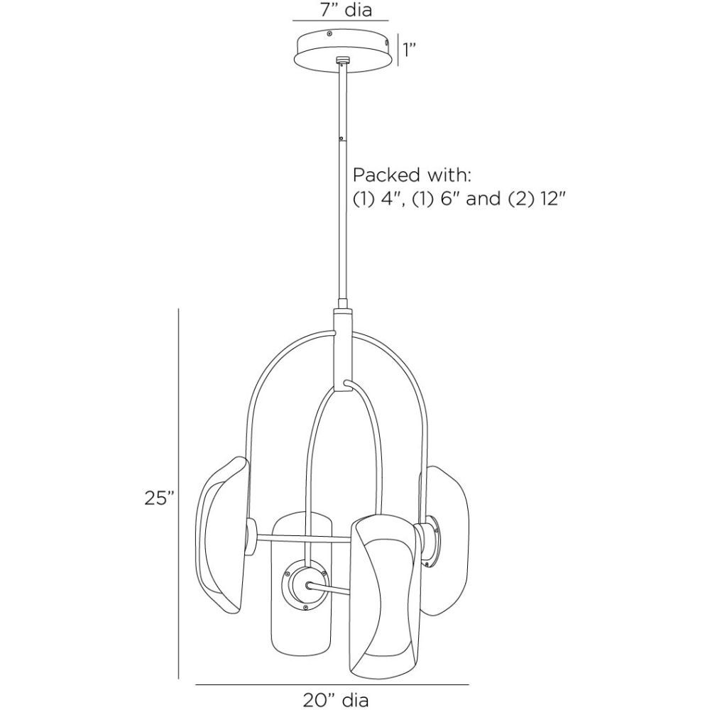 arteriors roll chandelier diagram