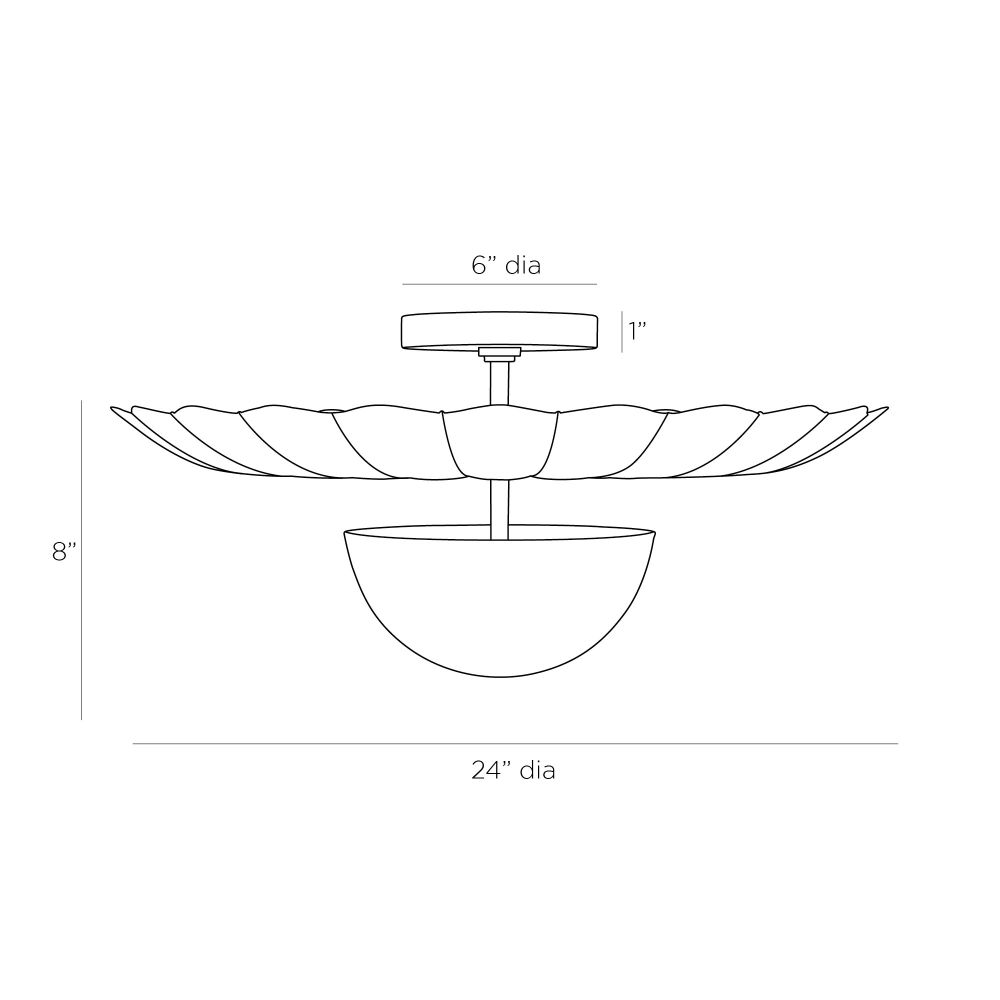 Line drawing of a pendant light fixture with dimensions labeled