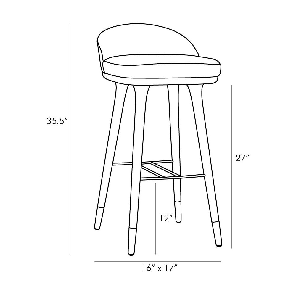 arteriors walsh bar stool diagram