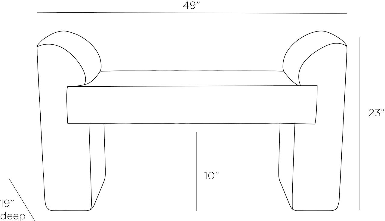 arteriors windemere bench cream sherpa diagram