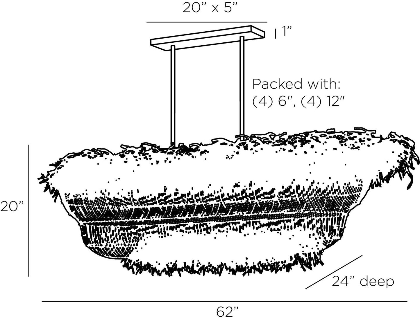Yessika Chandelier Dark Gray Raffia