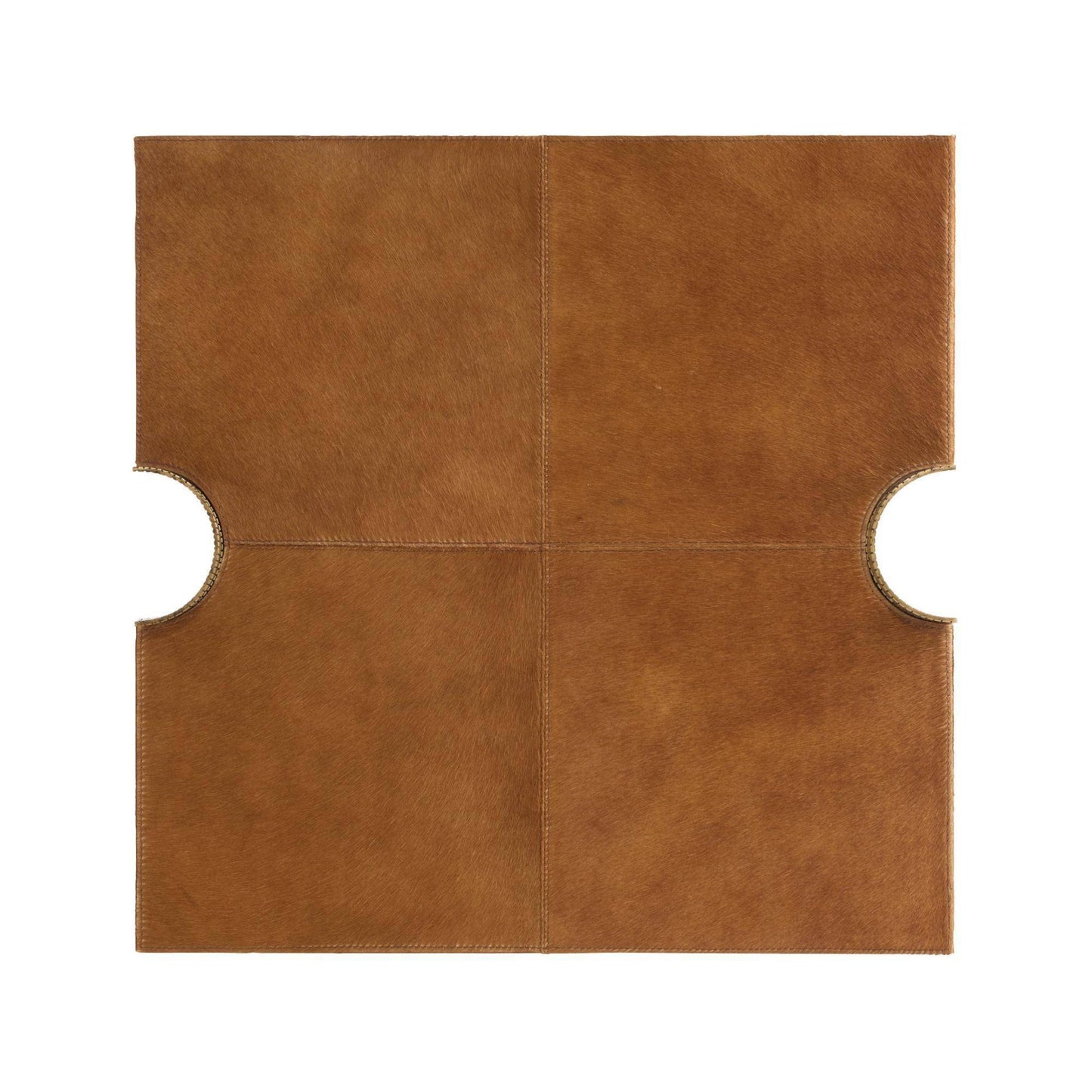 brown hair on hide tray with antique brass handles