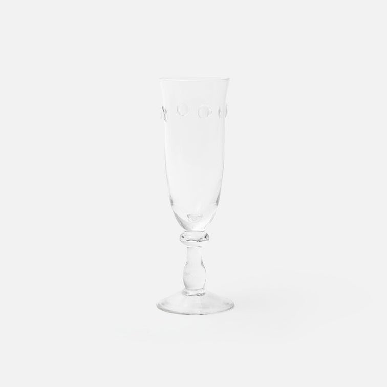 Clear glass with twisted design on a white background