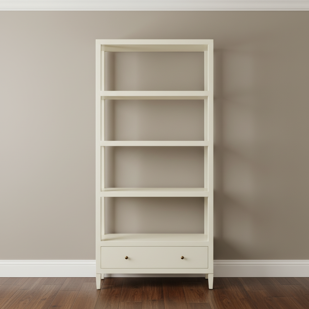 Conrad Bookcase Off White Faux Raffia
