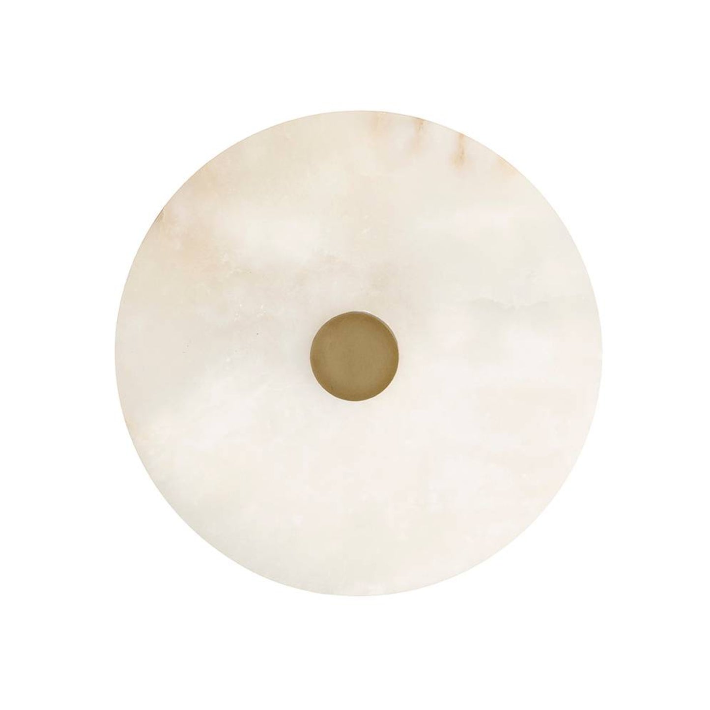 Round beige object with a central hole on a white background