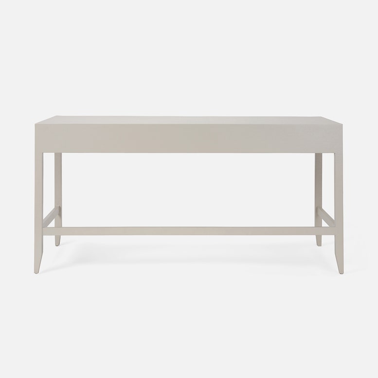 Light gray console table on a white background