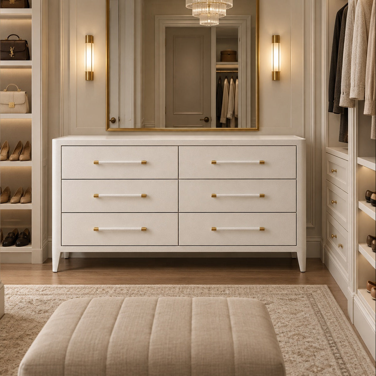 Fergus 60" Dresser White Raffia