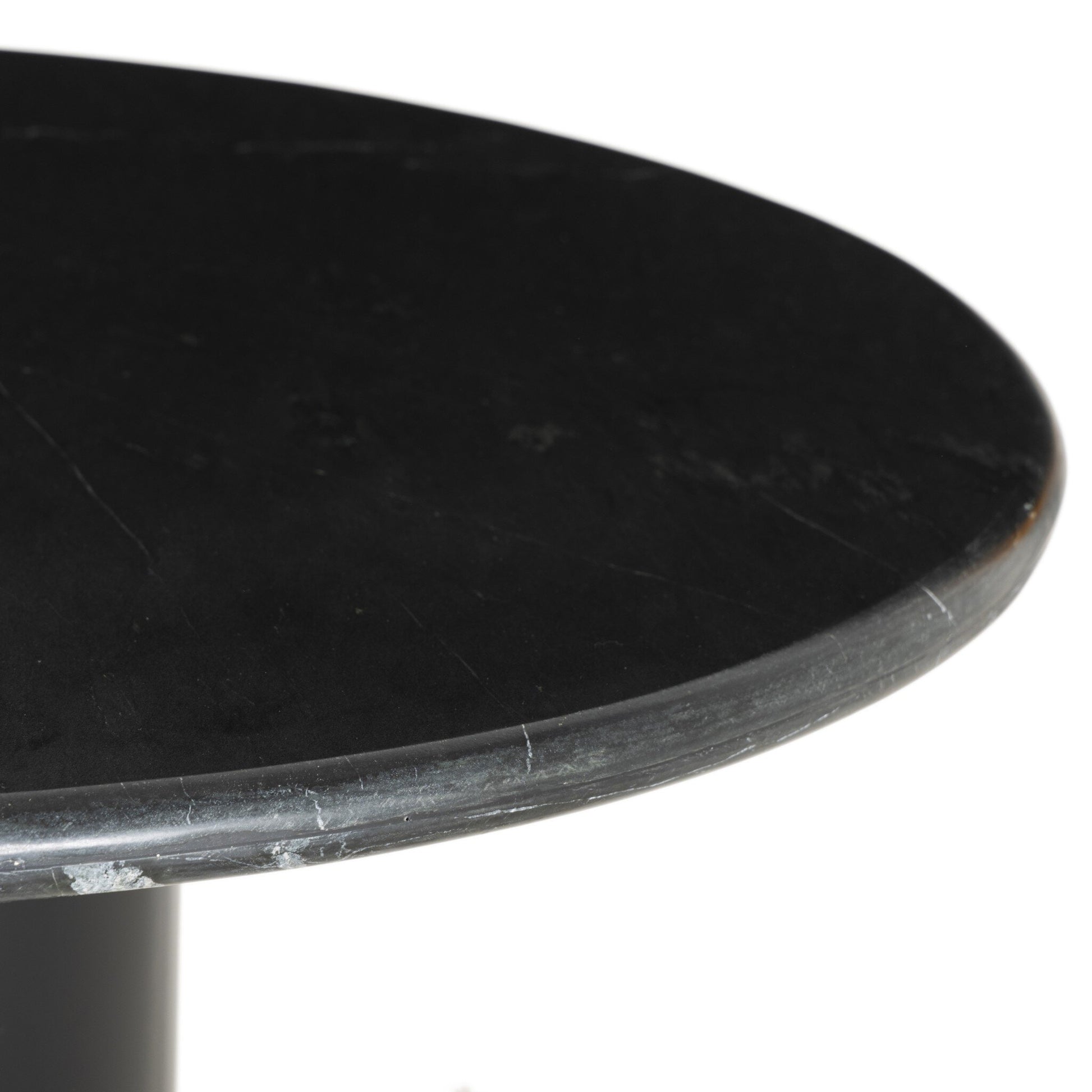 four hands belle round dining table black side