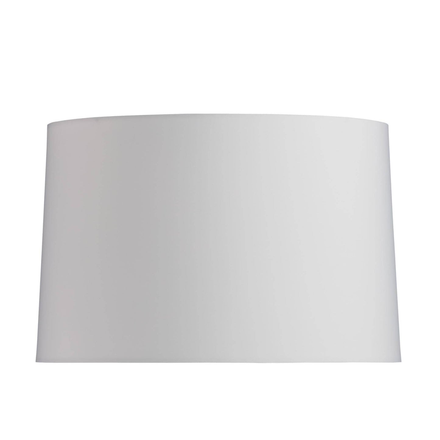 A plain white fabric drum lampshade shown against a solid white background.