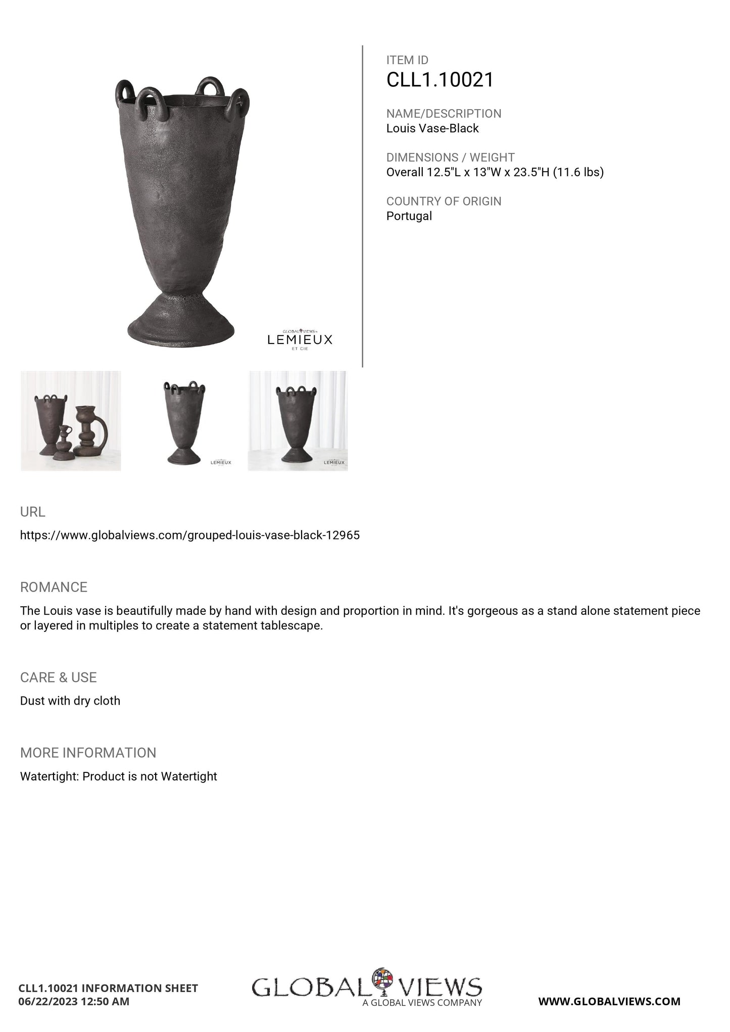 global views louis vase tearsheet