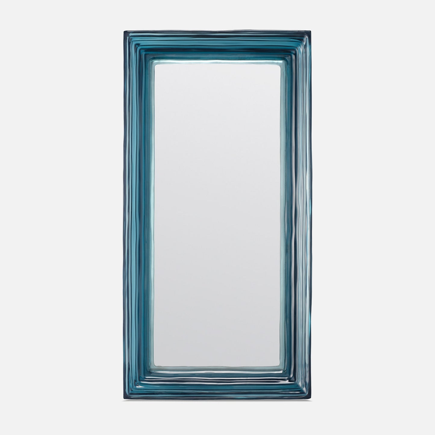 Blue rectangular mirror on a white background