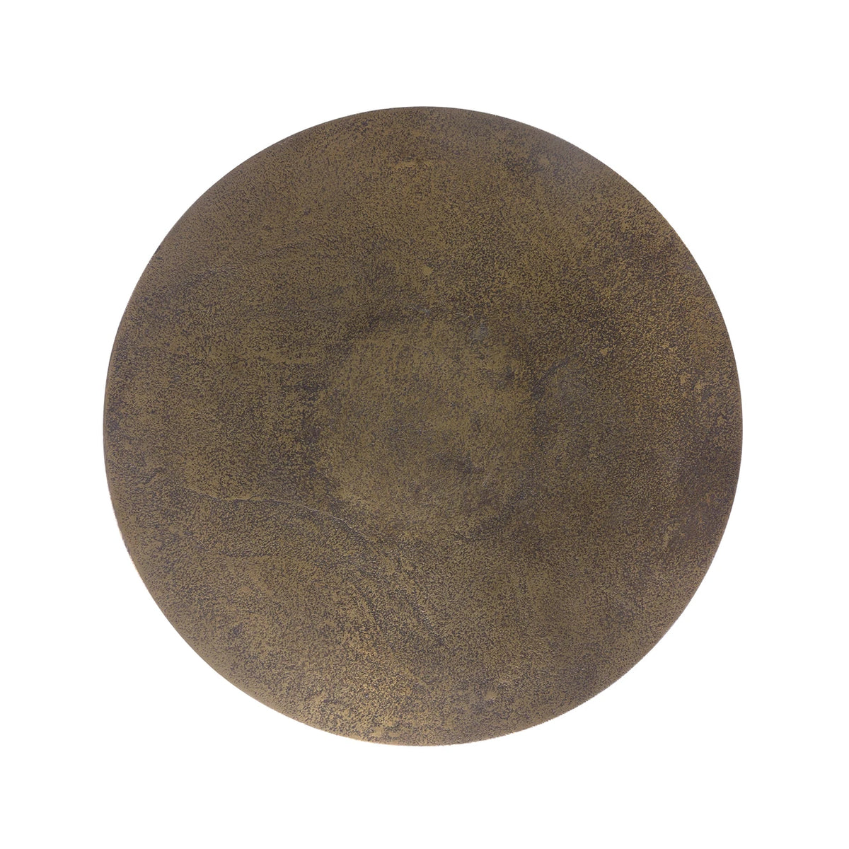 Round stone coaster with a textured surface on a white background
