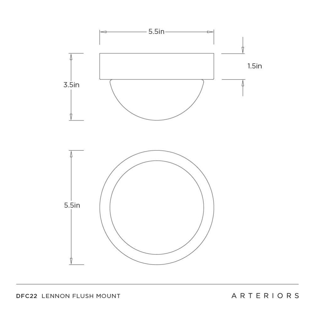 Technical drawing of a lamp fixture with dimensions labeled, featuring the brand 'Arteriors'.