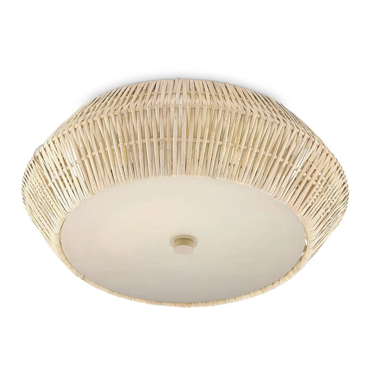Ceiling light fixture with woven design on a white background