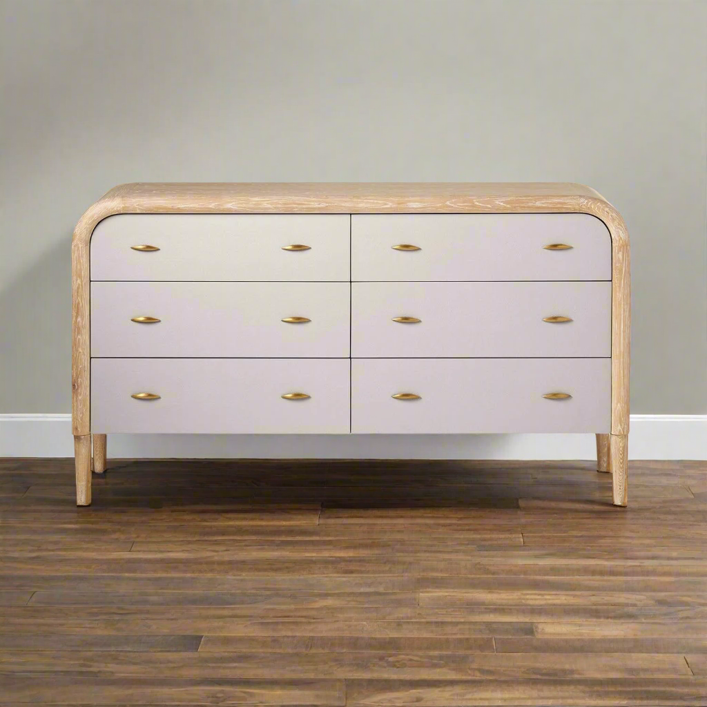 Pierre 60" Dresser French Gray and Whitewashed Oak