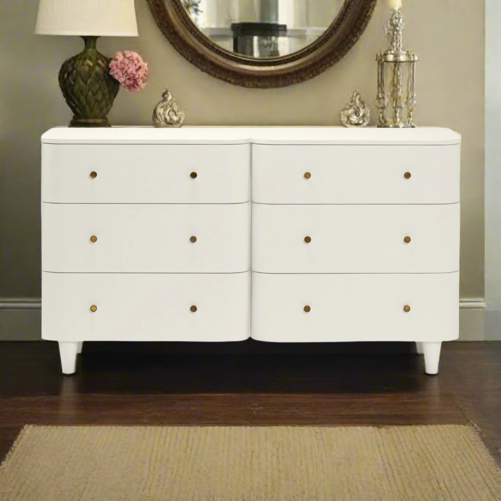 Olivia 6 Drawer Dresser Pristine Faux Raffia