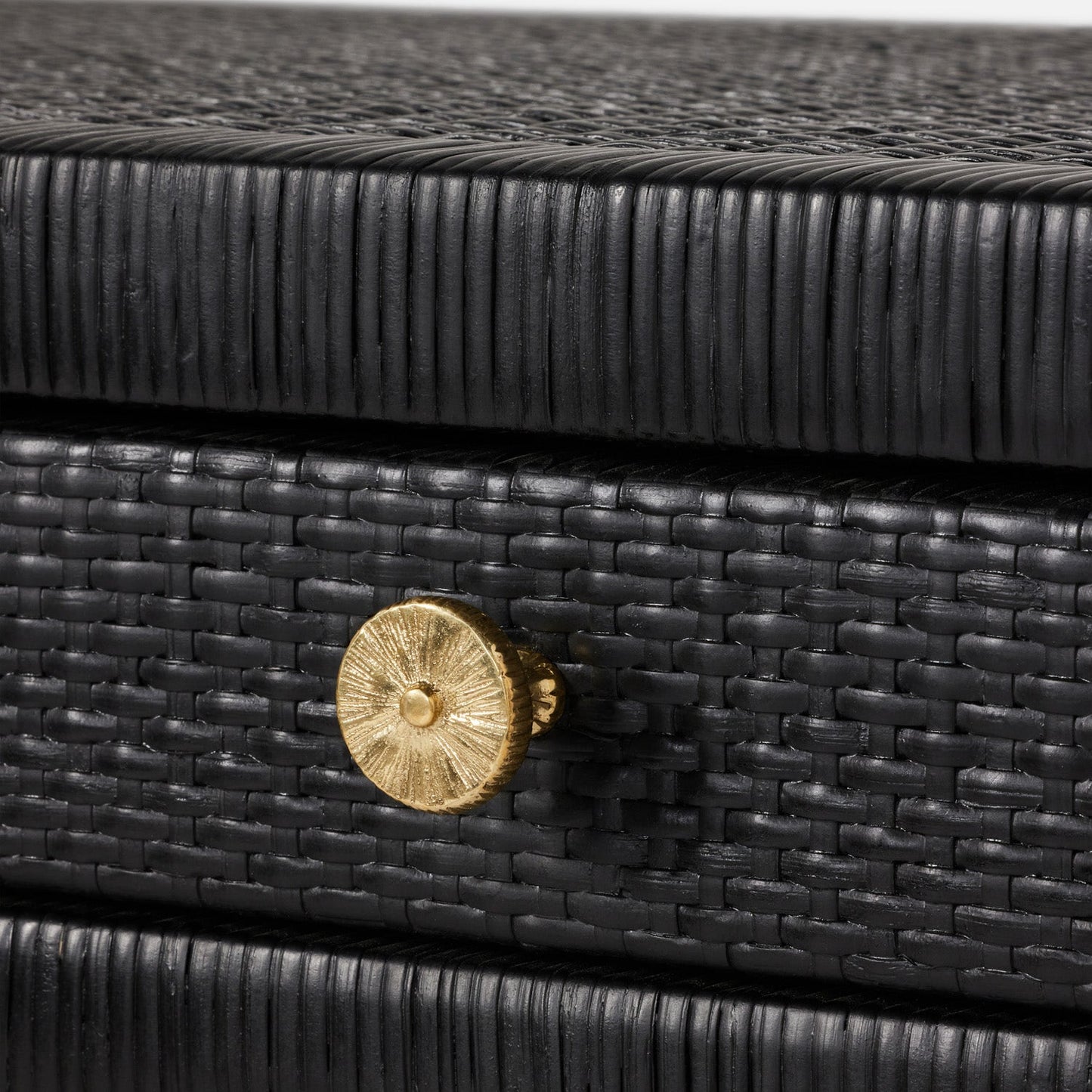 Made Goods Isla 48 inch onyx peeled rattan console knob detail