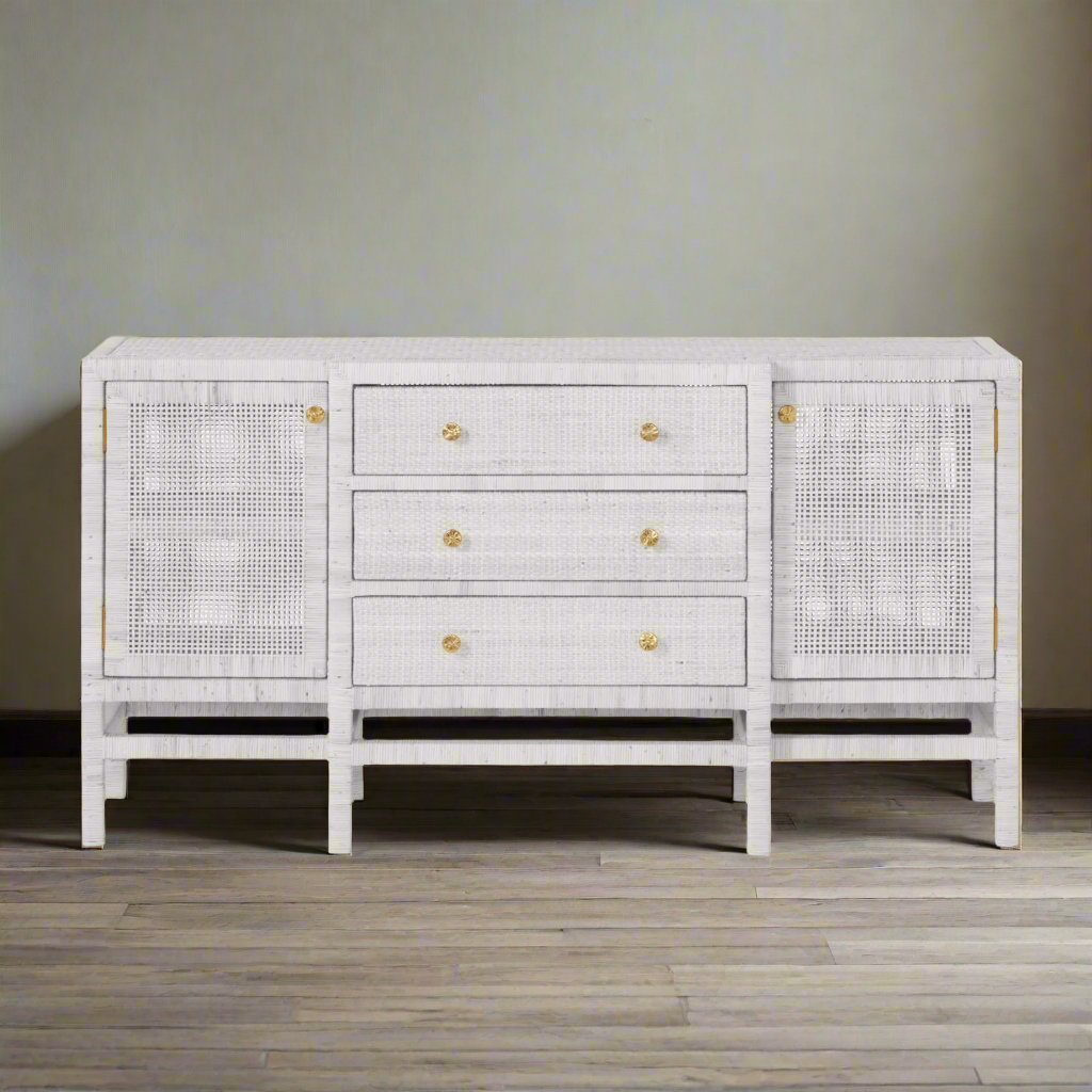 Isla Deep Drawer Buffet White Peeled Rattan