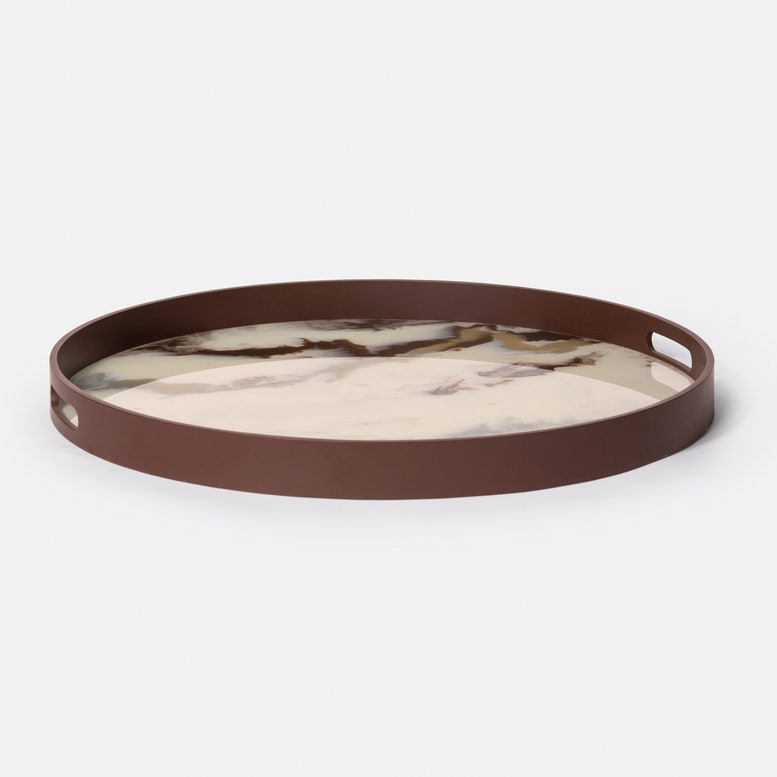 Katina Tray Brown and White Resin