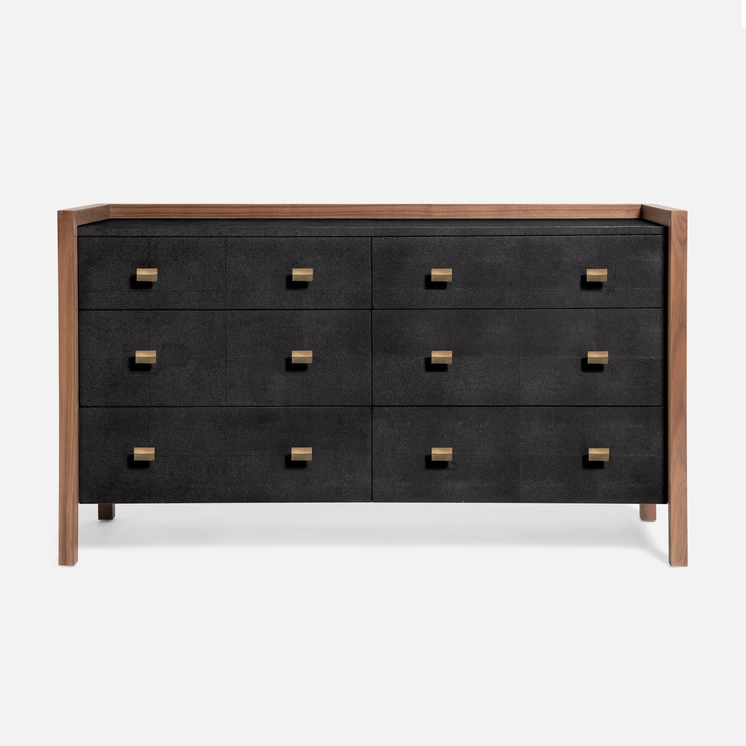 60 black dresser Kennedy Dresser 60" Black Vintage Faux Shagreen and Walnut Veneer
